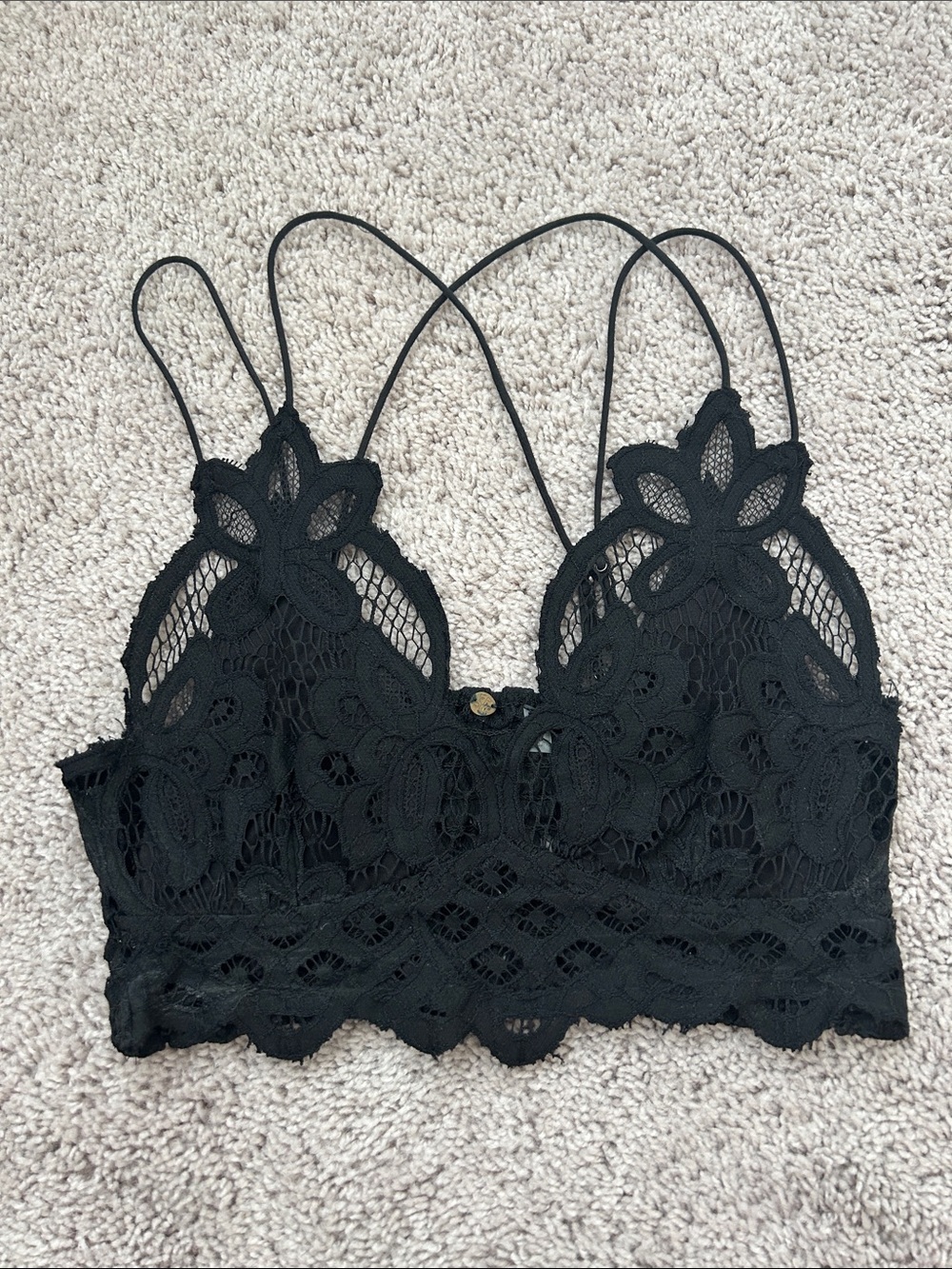 Free People Black Lace Adella Bralette